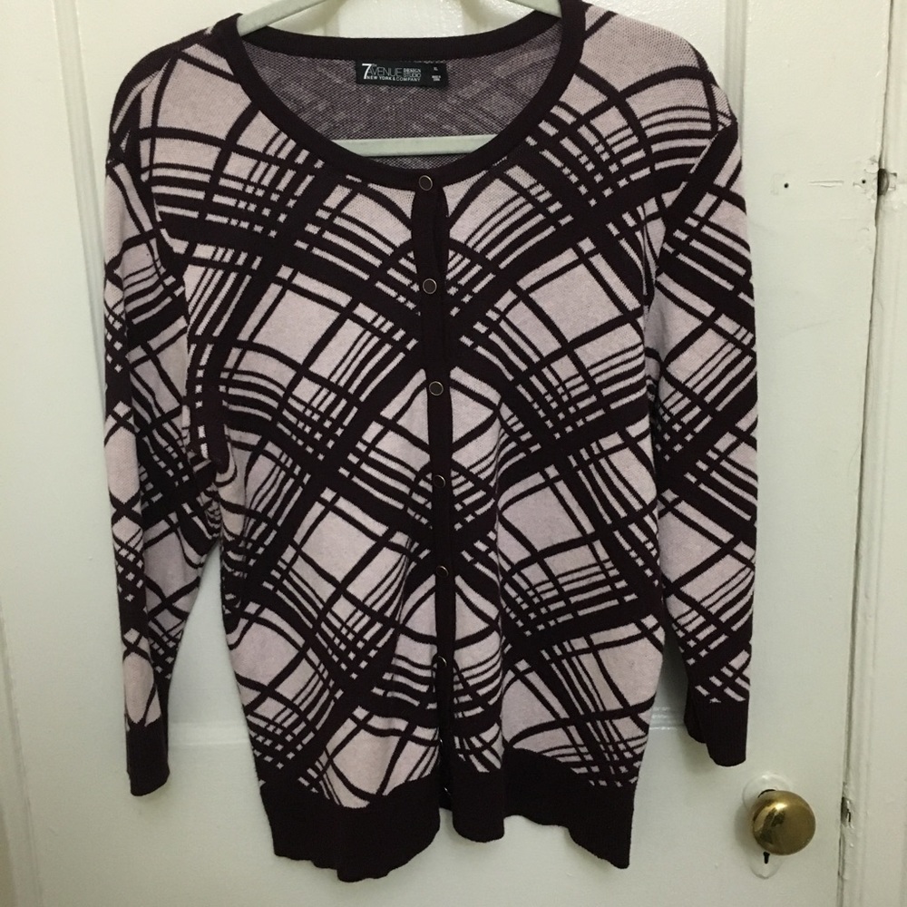 Maroon and pink New York & Company Cardigan (XL)
